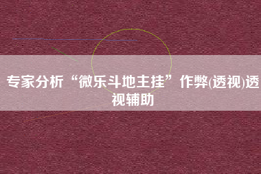专家分析“微乐斗地主挂”作弊(透视)透视辅助