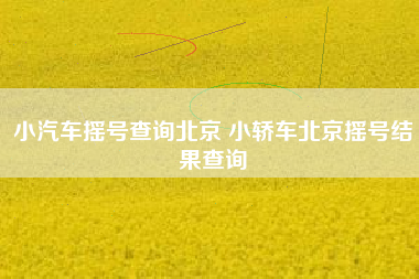 小汽车摇号查询北京 小轿车北京摇号结果查询