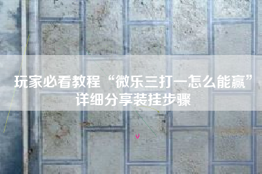 玩家必看教程“微乐三打一怎么能赢”详细分享装挂步骤