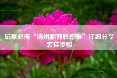 玩家必搜“德州翻前胜率表	”详细分享装挂步骤