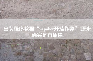 安装程序教程“wepoker开挂作弊”(原来确实是有插件