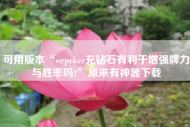 可用版本“wepoker充钻石有利于增强牌力与胜率吗?	”原来有神器下载