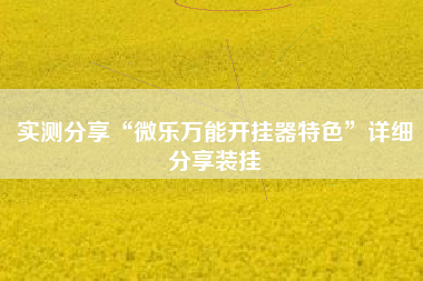 实测分享“微乐万能开挂器特色”详细分享装挂