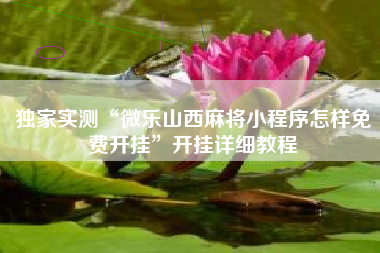 独家实测“微乐山西麻将小程序怎样免费开挂	”开挂详细教程