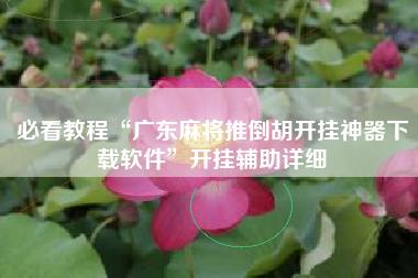 必看教程“广东麻将推倒胡开挂神器下载软件”开挂辅助详细