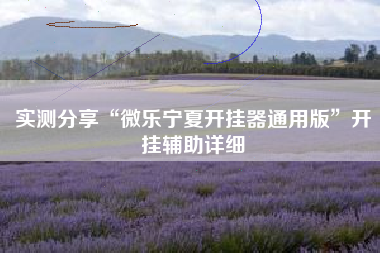 实测分享“微乐宁夏开挂器通用版”开挂辅助详细