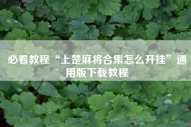 必看教程“上楚麻将合集怎么开挂”通用版下载教程