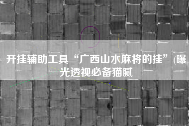 开挂辅助工具“广西山水麻将的挂”(曝光透视必备猫腻