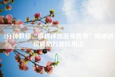 3分钟教程“麻将神器随身携带”揭秘透视辅助万能挂用法