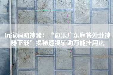 玩家辅助神器：“微乐广东麻将外卦神器下载”揭秘透视辅助万能挂用法