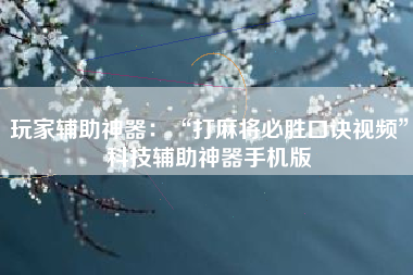 玩家辅助神器：“打麻将必胜口诀视频	”科技辅助神器手机版