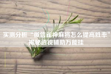 实测分析“微信雀神麻将怎么提高胜率”揭秘透视辅助万能挂
