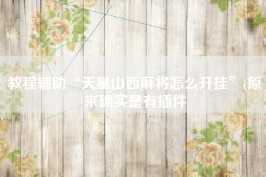 教程辅助“天星山西麻将怎么开挂”(原来确实是有插件