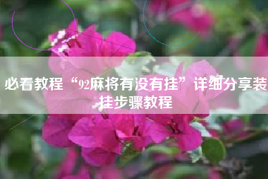 必看教程“92麻将有没有挂”详细分享装挂步骤教程