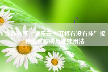 软件分享“微乐云南麻将有没有挂”揭秘透视辅助万能挂用法