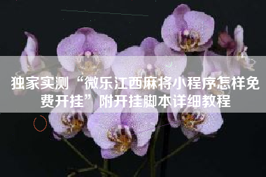 独家实测“微乐江西麻将小程序怎样免费开挂	”附开挂脚本详细教程