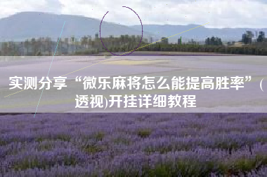 实测分享“微乐麻将怎么能提高胜率”(透视)开挂详细教程