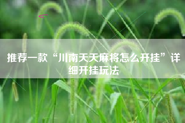 推荐一款“川南天天麻将怎么开挂	”详细开挂玩法