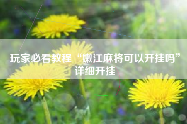 玩家必看教程“嫩江麻将可以开挂吗”详细开挂