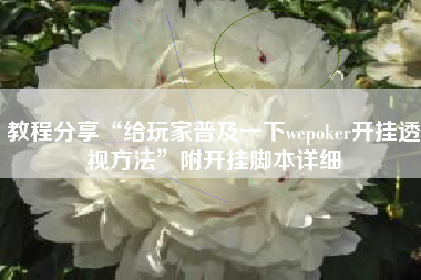 教程分享“给玩家普及一下wepoker开挂透视方法”附开挂脚本详细